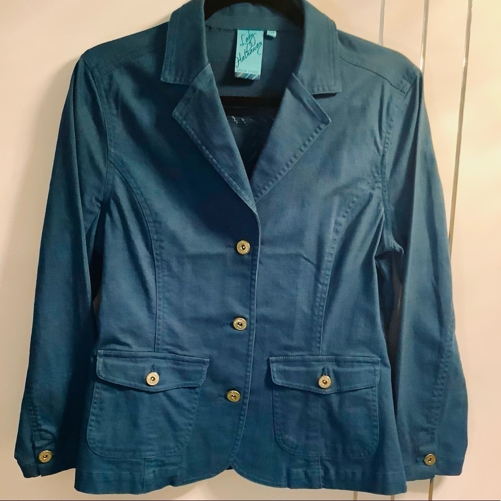 Lady Hathaway Peacock Slub Twill Denim S Blazer